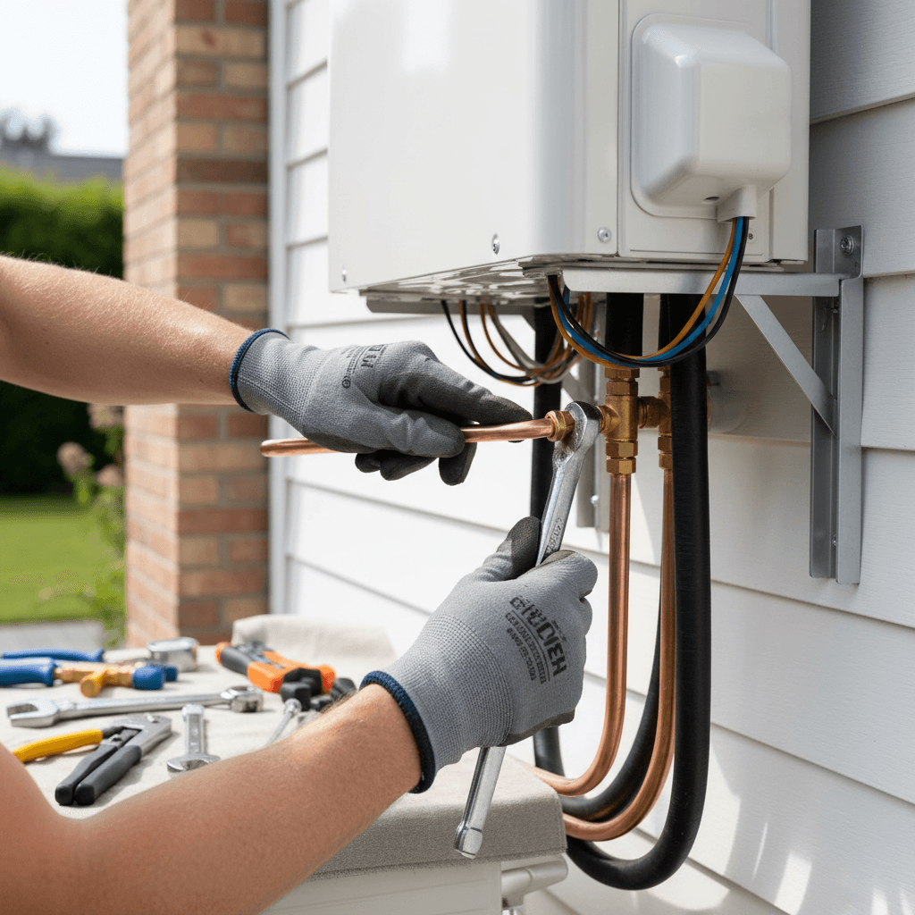 Heat pump unit installed outside a North Carolina home